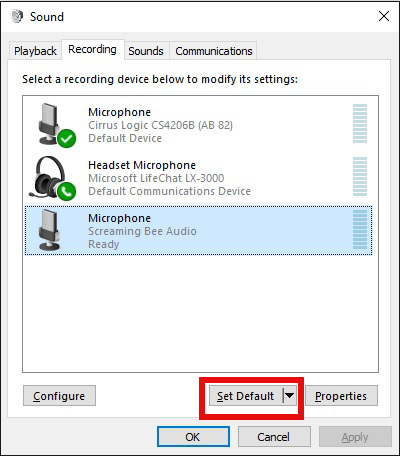 Windows Recording Devices